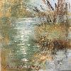 "Reeds in Reflection" - (textured oil on canvas 20 x 20 cm)